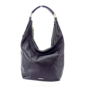 Gucci Metal Fittings Hobo Leather Black Gold Shoulder Bag